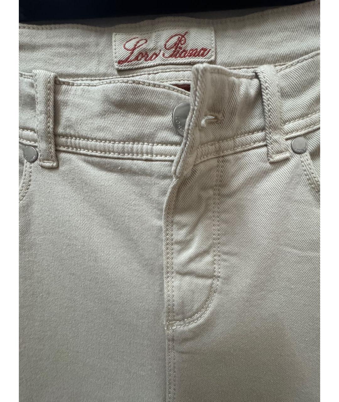 LORO PIANA Бежевые хлопковые джинсы слим, фото 3