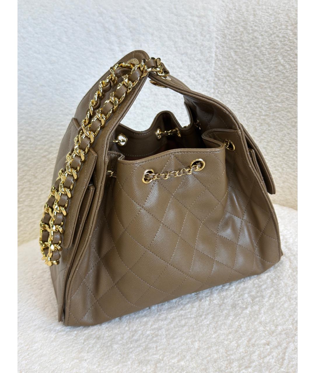 CHANEL Коричневая кожаная сумка через плечо, фото 3