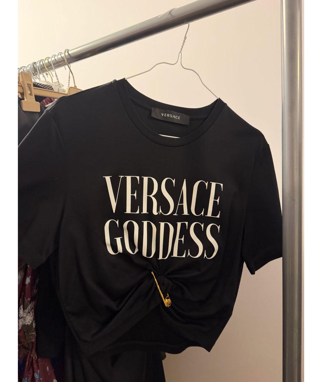 VERSACE Черная хлопковая футболка, фото 8