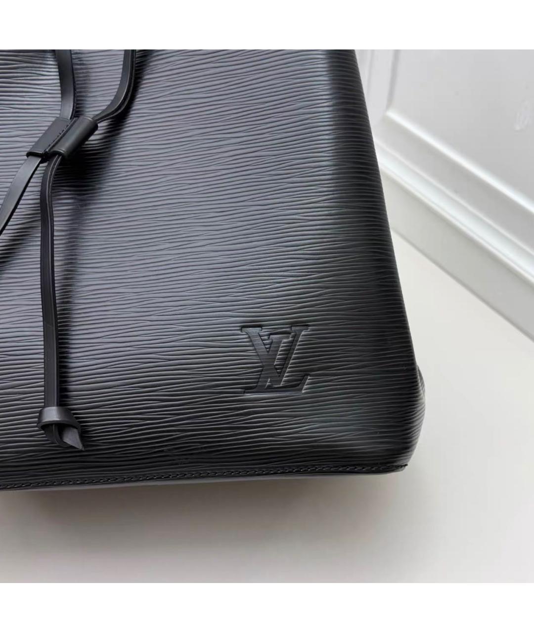 LOUIS VUITTON Черная кожаная сумка тоут, фото 7