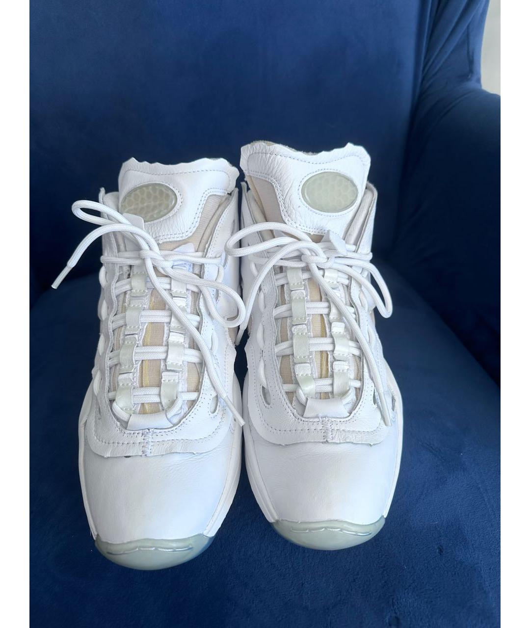 MAISON MARGIELA Белые кожаные высокие кроссовки / кеды, фото 3