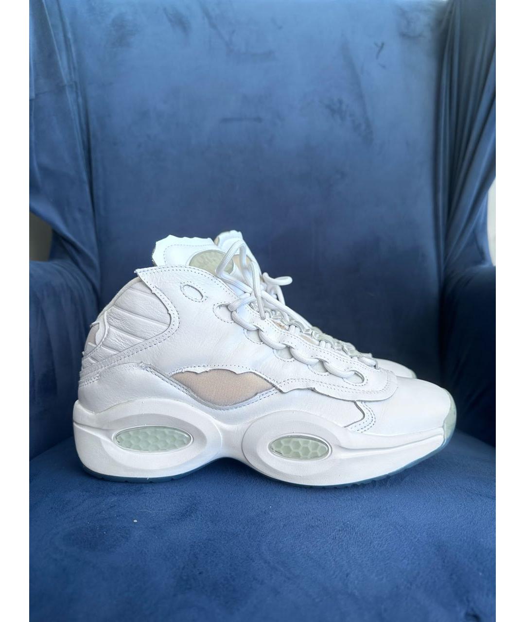 MAISON MARGIELA Белые кожаные высокие кроссовки / кеды, фото 2