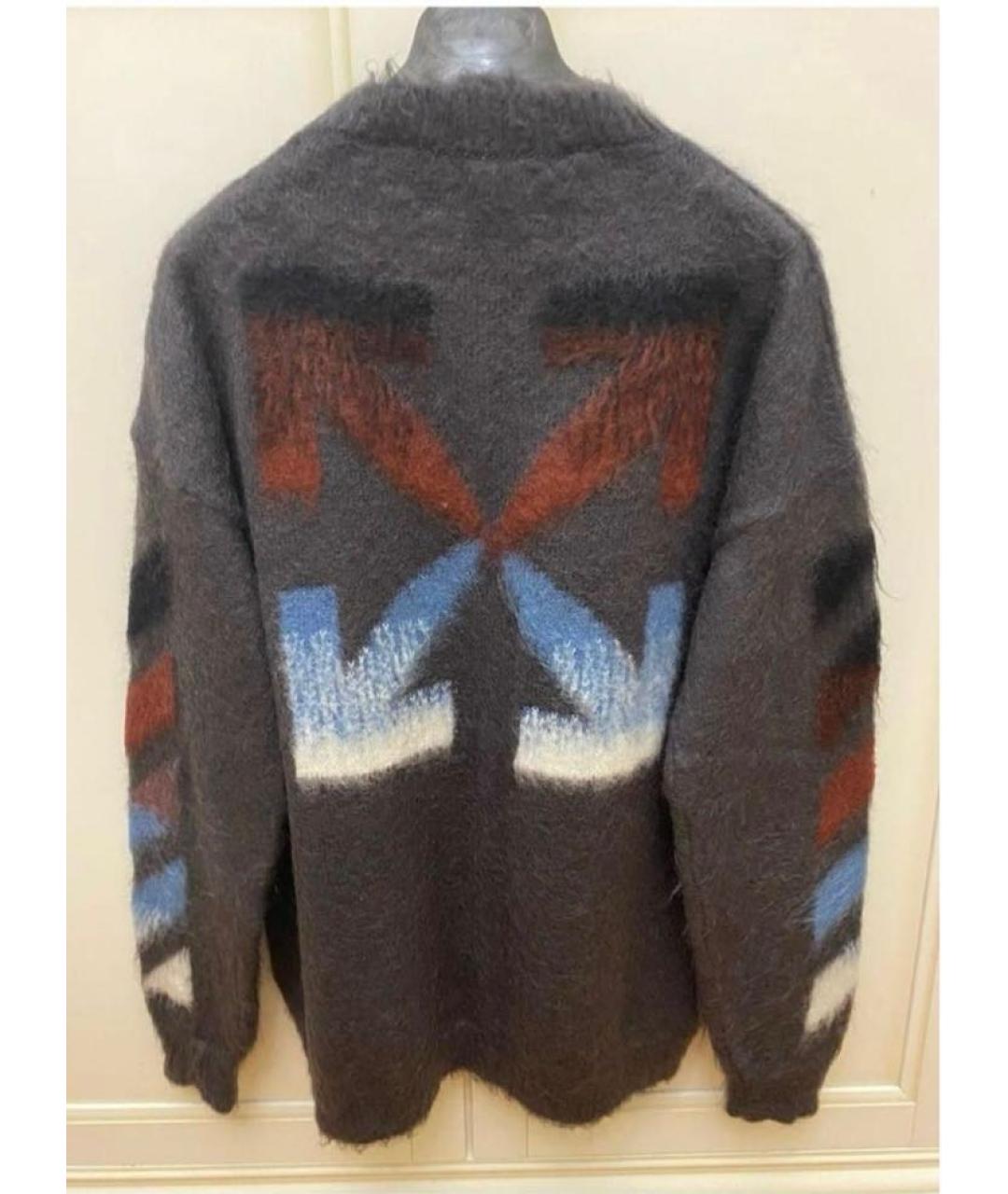 OFF-WHITE Антрацитовый шерстяной джемпер / свитер, фото 2