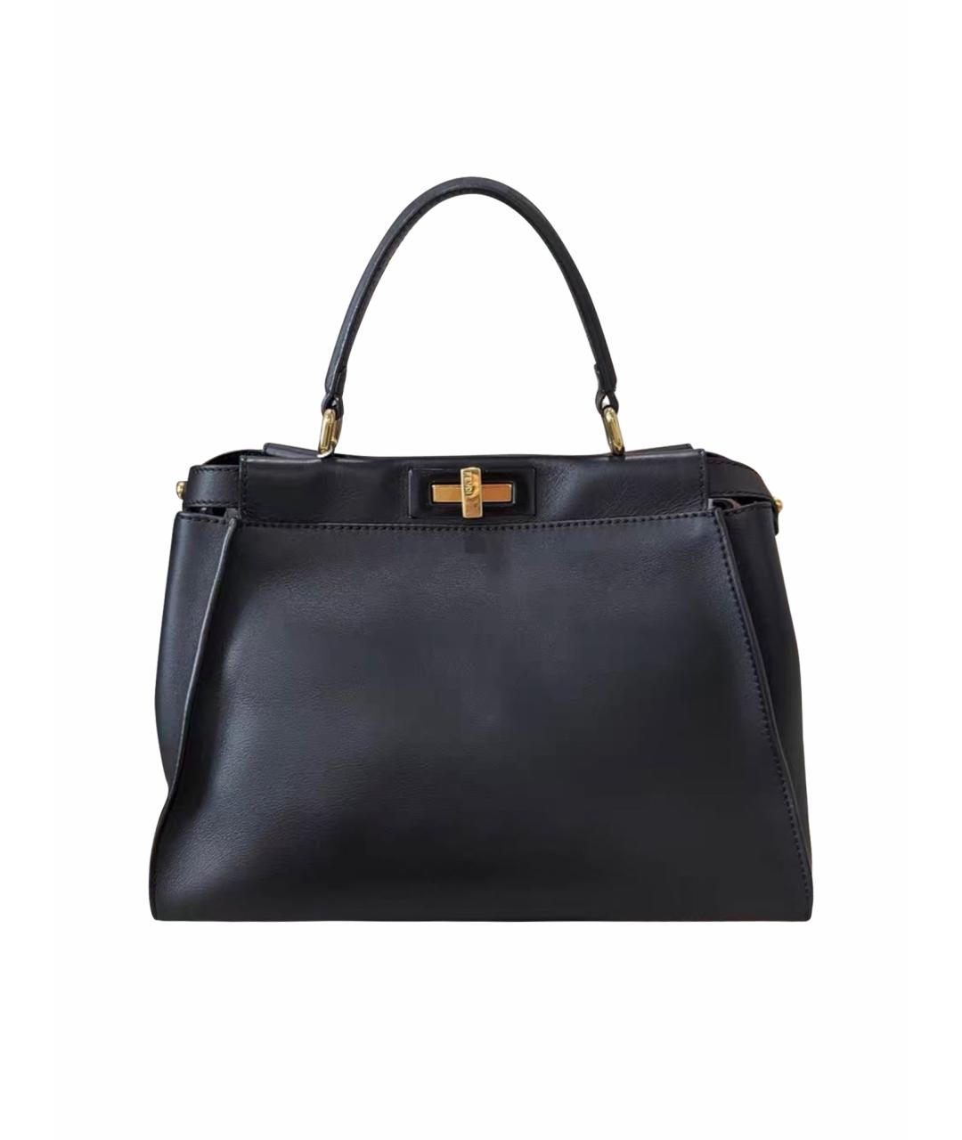 FENDI Черная кожаная сумка тоут, фото 1