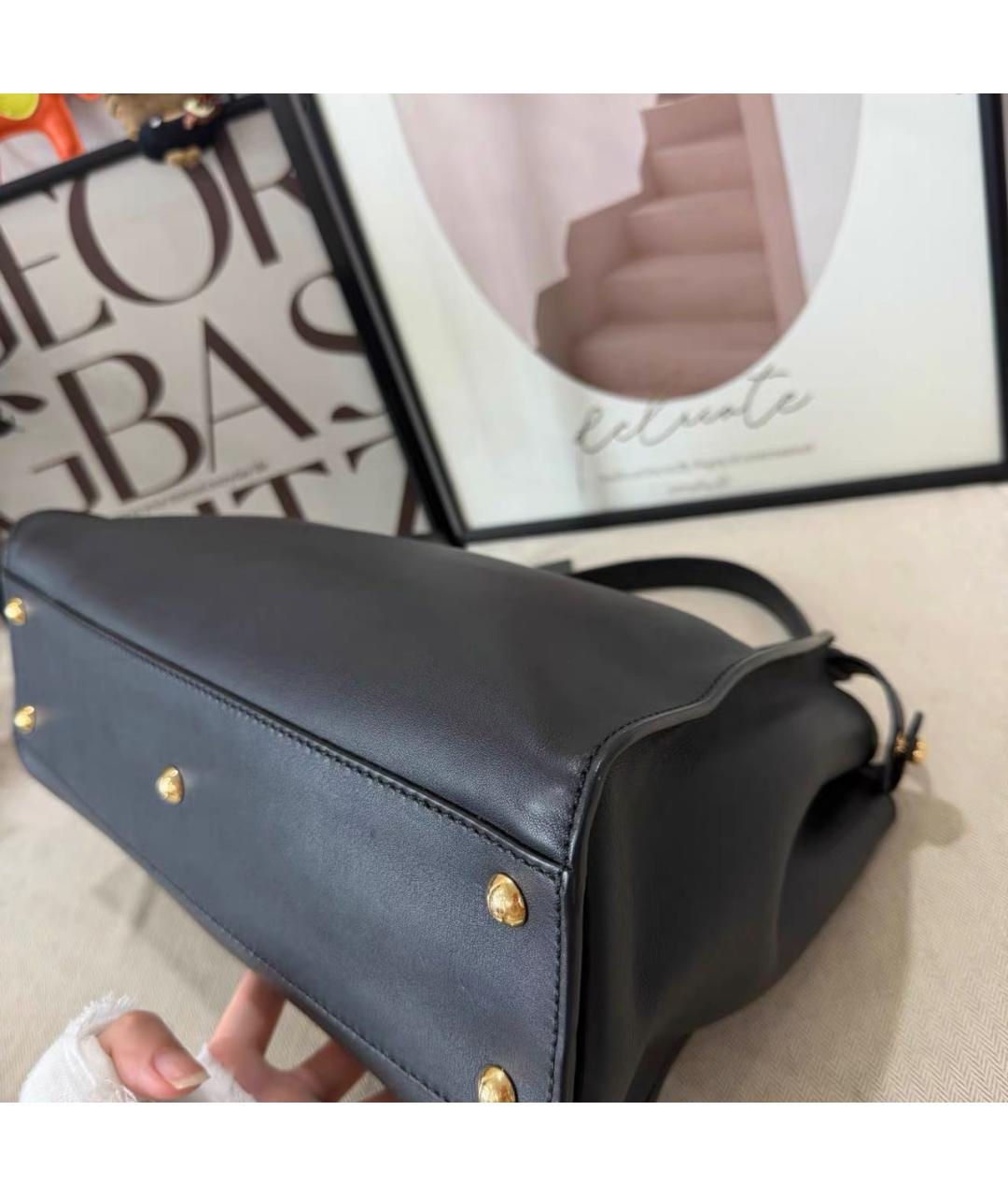 FENDI Черная кожаная сумка тоут, фото 5