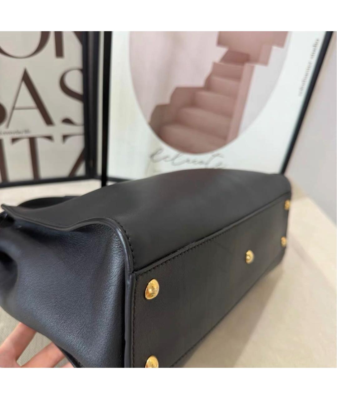 FENDI Черная кожаная сумка тоут, фото 4