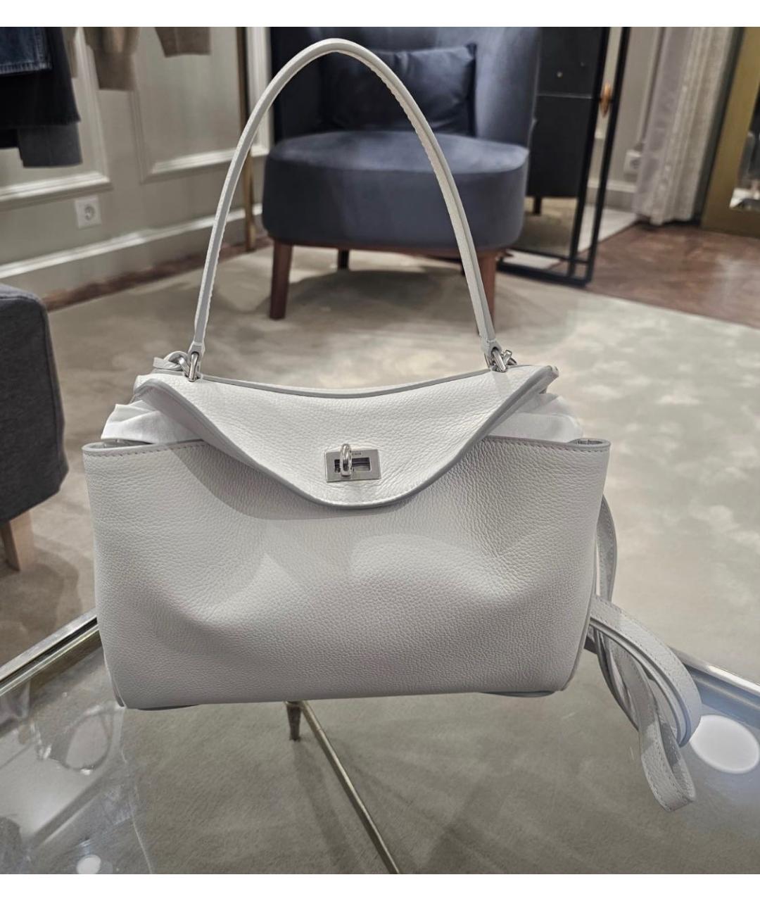BALENCIAGA Белая кожаная сумка через плечо, фото 3