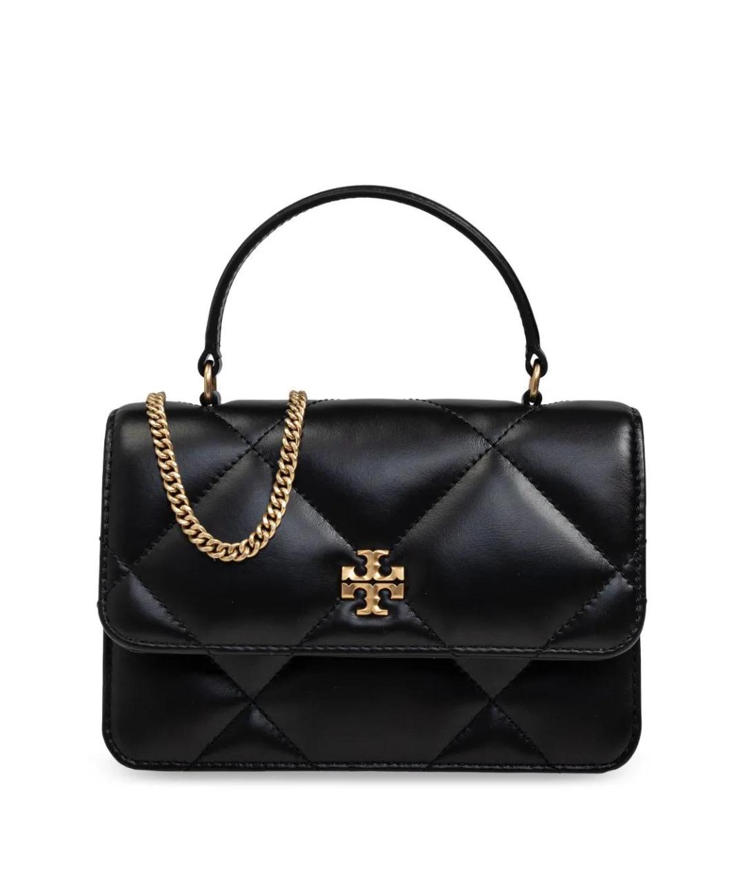 TORY BURCH Черная кожаная сумка с короткими ручками, фото 1