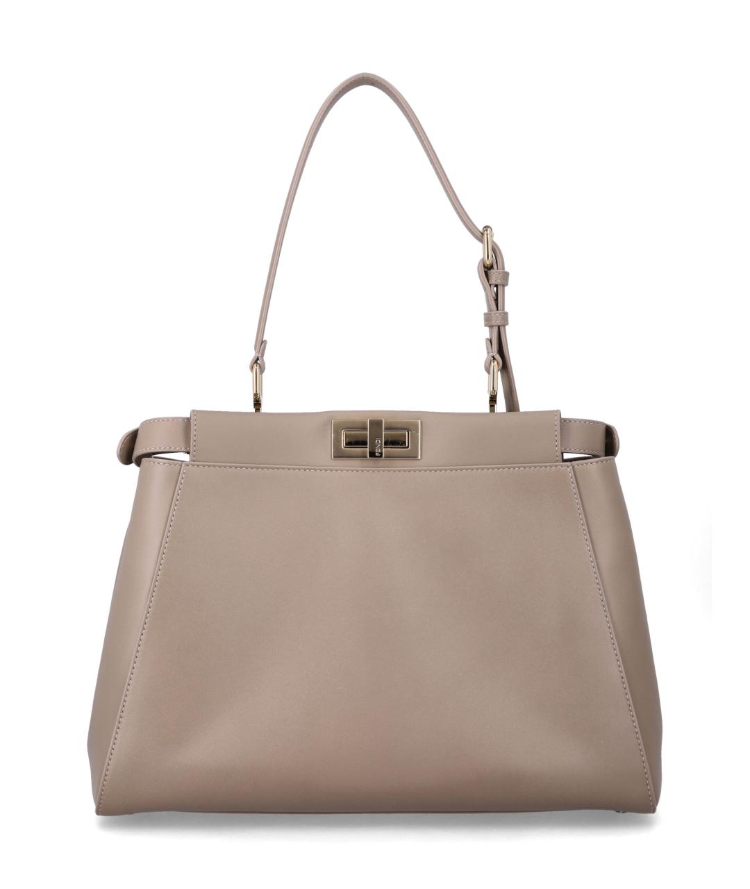 FENDI Серая кожаная сумка тоут, фото 3