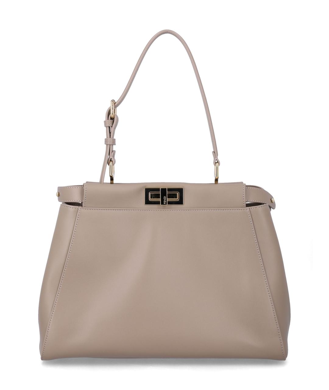 FENDI Серая кожаная сумка тоут, фото 1