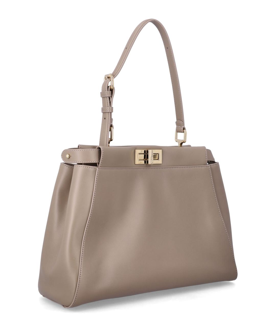 FENDI Серая кожаная сумка тоут, фото 2