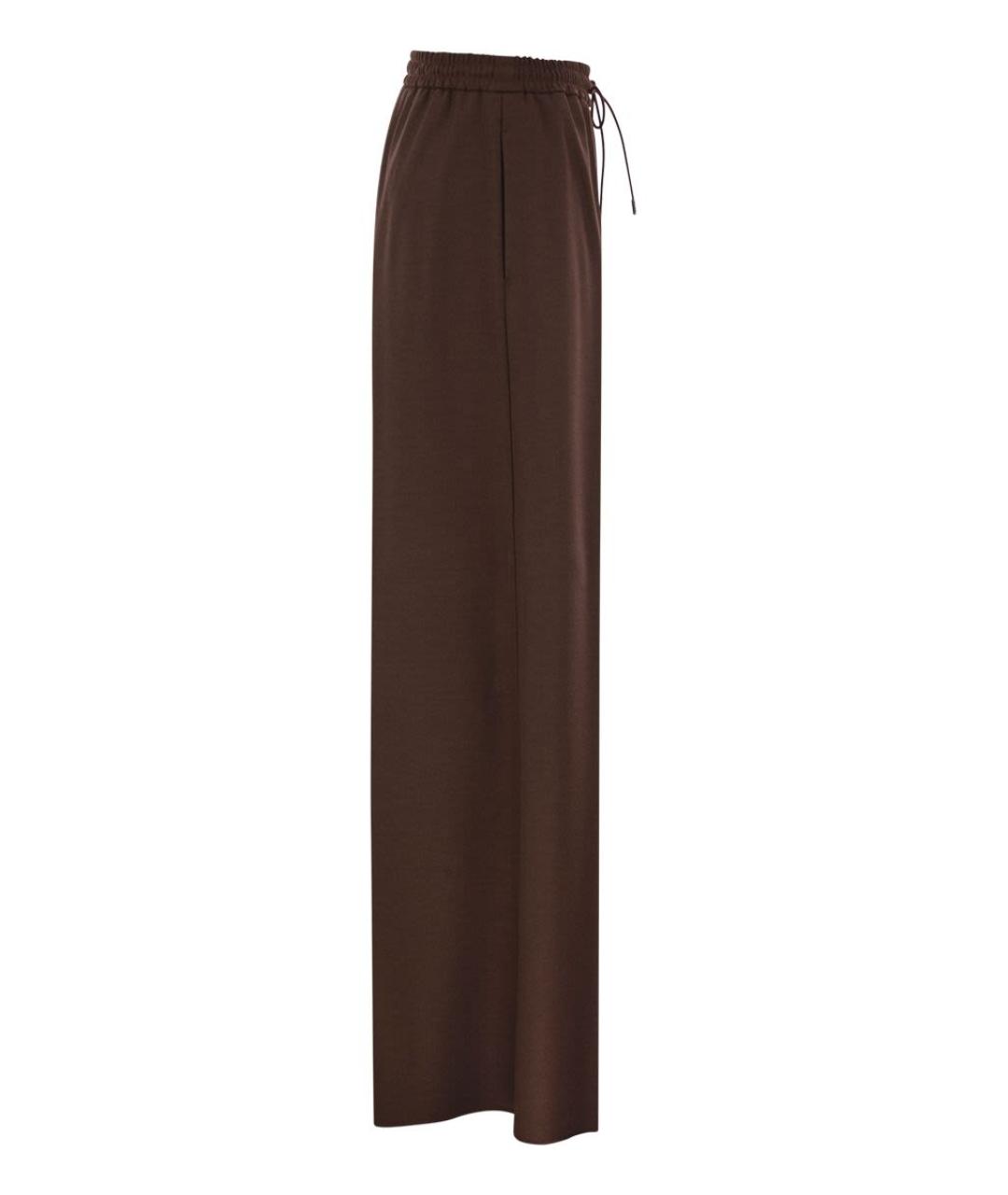 MAX MARA Коричневые шерстяные прямые брюки, фото 3