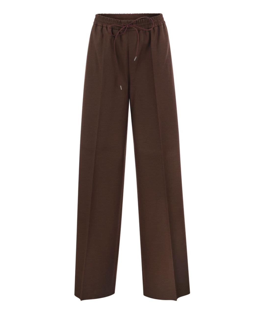 MAX MARA Коричневые шерстяные прямые брюки, фото 1
