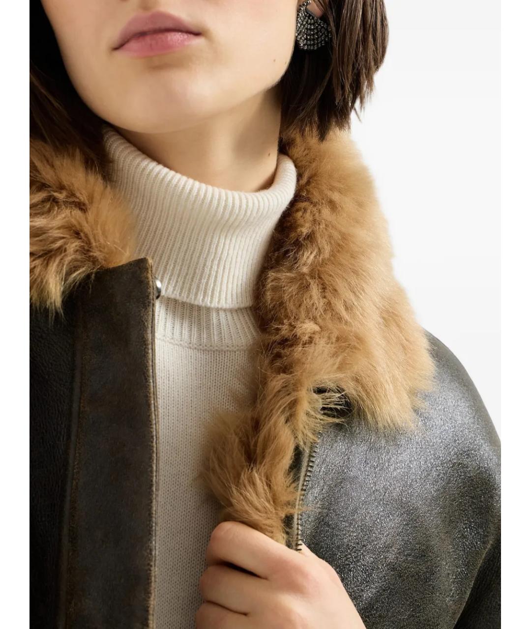 BRUNELLO CUCINELLI Коричневая дубленка, фото 9