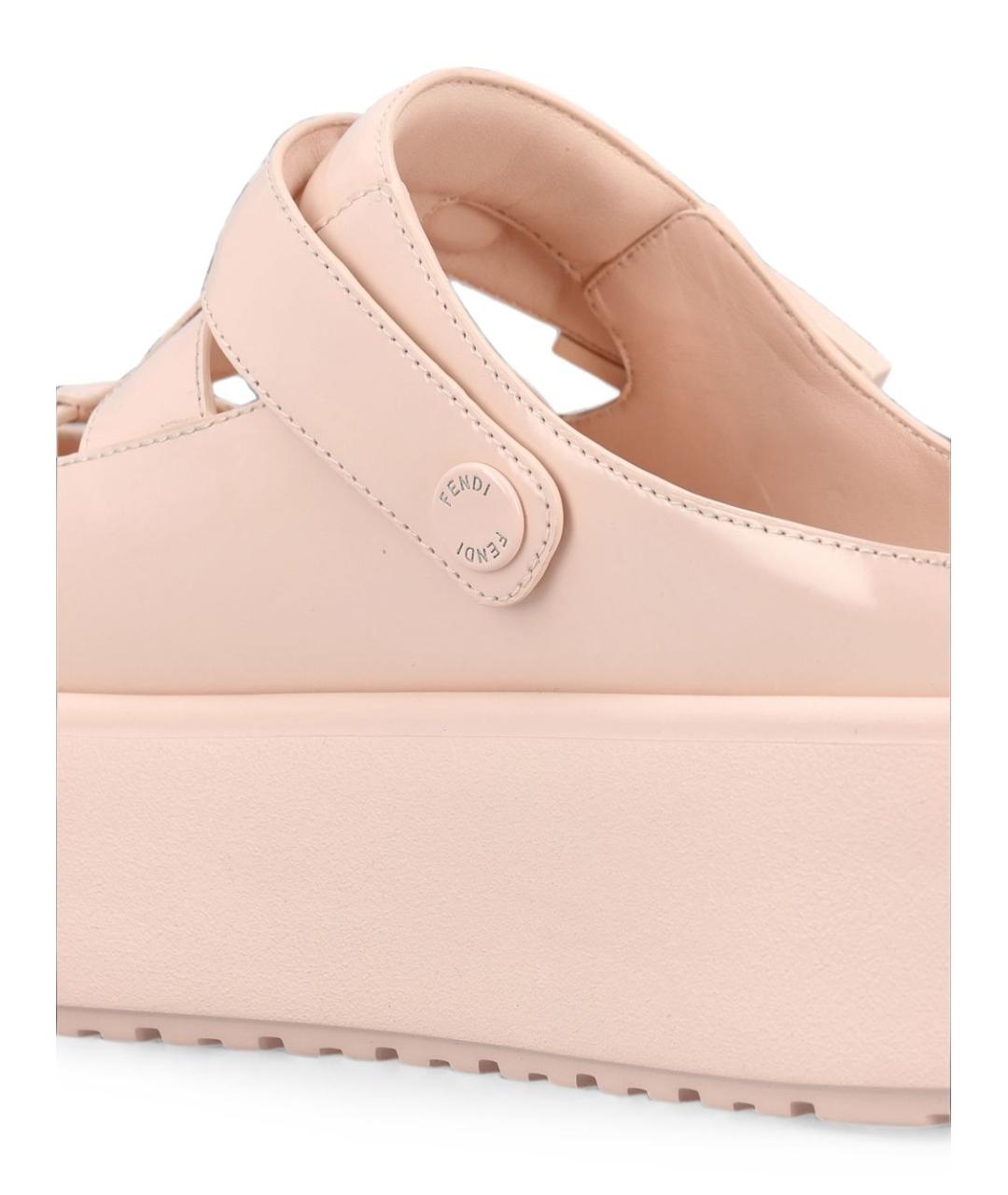 FENDI Розовые кожаные сабо, фото 4