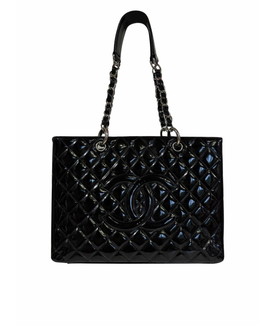 CHANEL Черная сумка тоут из лакированной кожи, фото 1