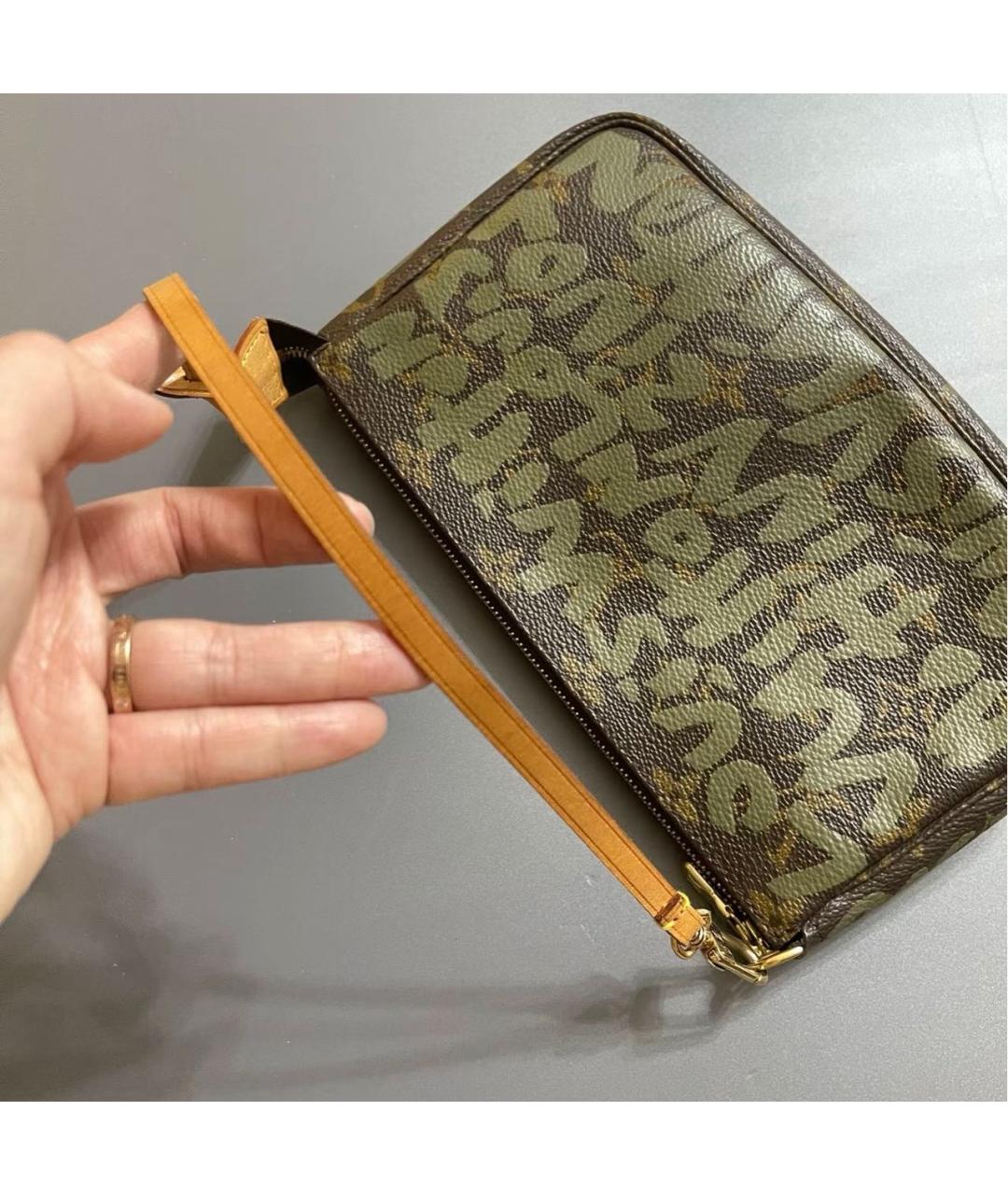 LOUIS VUITTON Хаки кожаная сумка с короткими ручками, фото 3