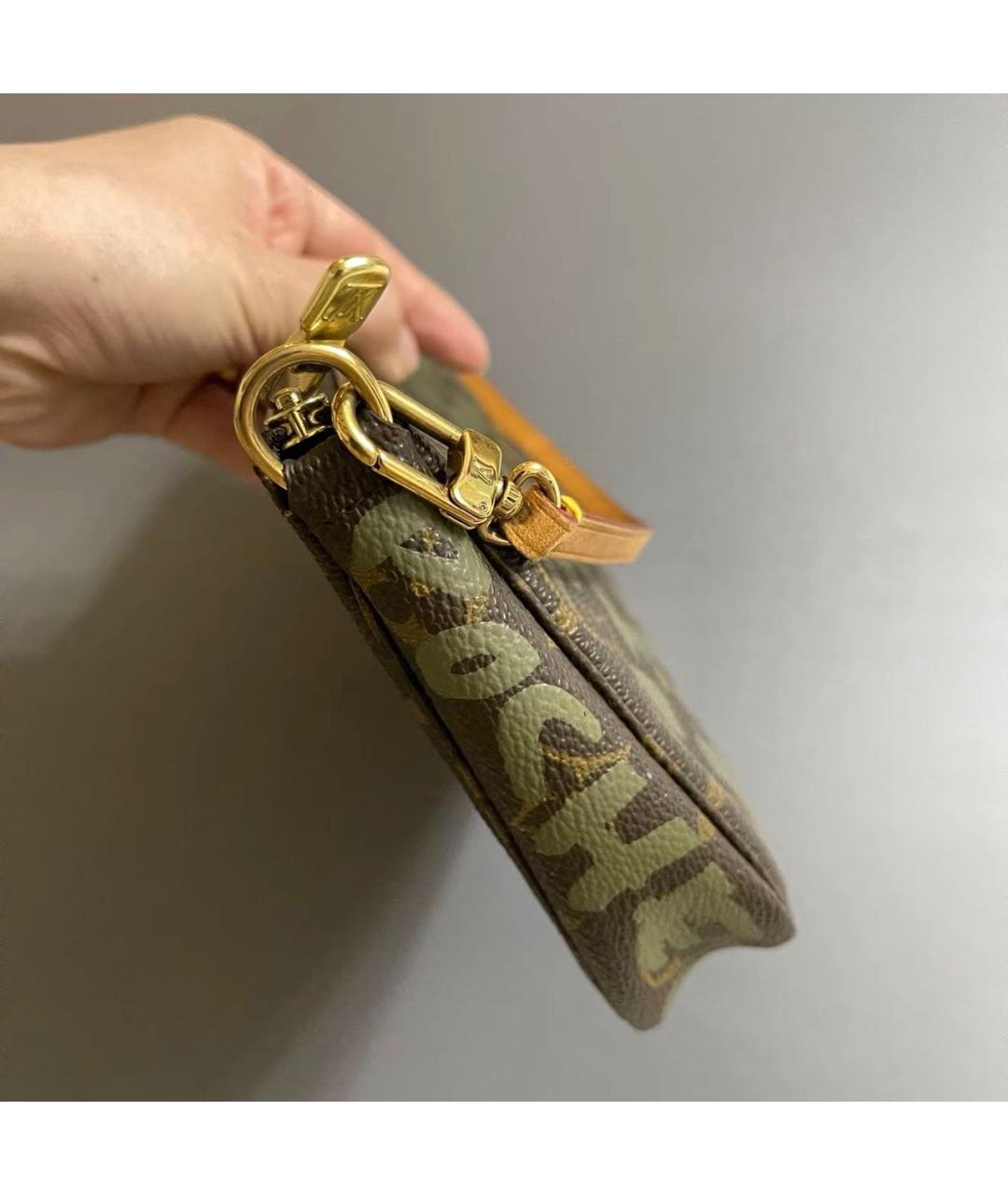 LOUIS VUITTON Хаки кожаная сумка с короткими ручками, фото 6