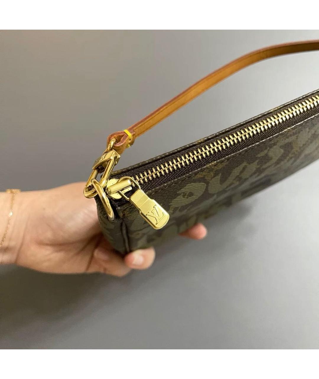 LOUIS VUITTON Хаки кожаная сумка с короткими ручками, фото 7