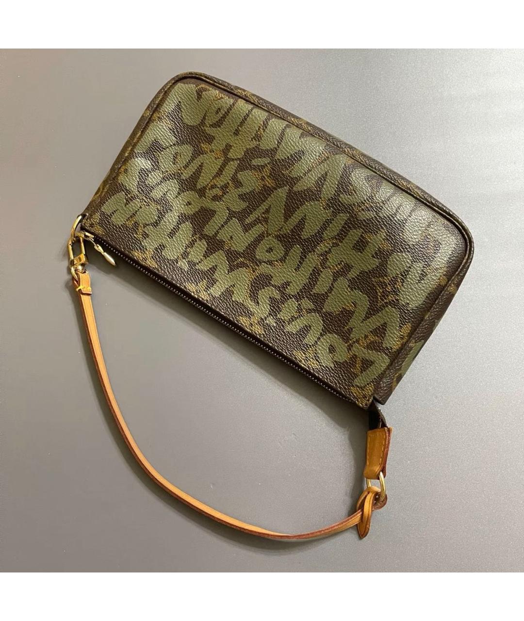 LOUIS VUITTON Хаки кожаная сумка с короткими ручками, фото 2
