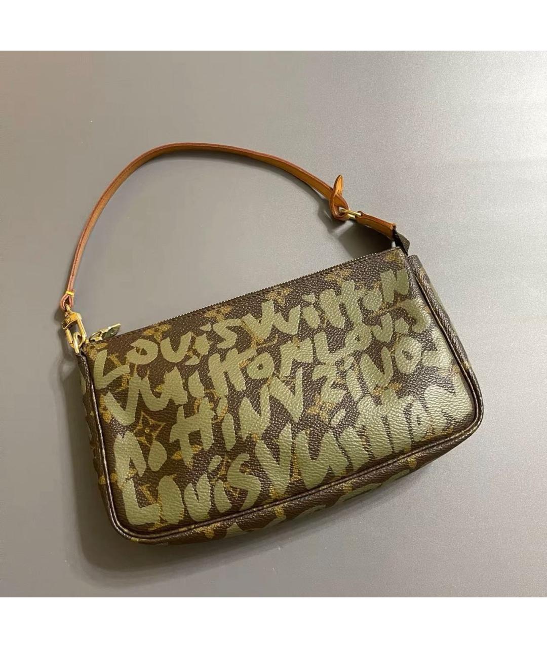 LOUIS VUITTON Хаки кожаная сумка с короткими ручками, фото 9