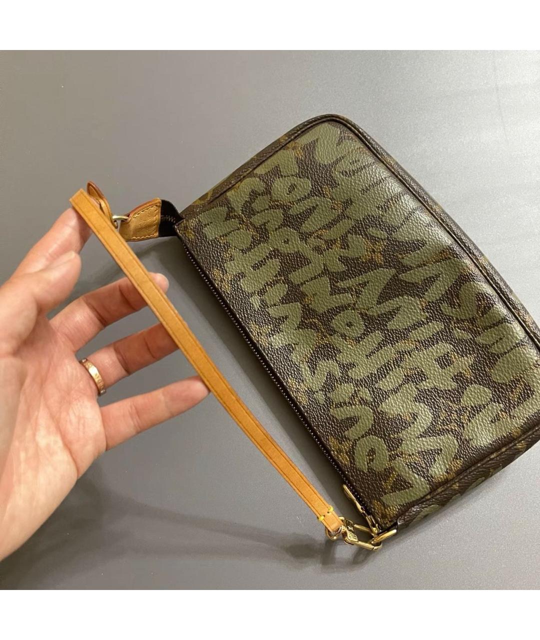 LOUIS VUITTON Хаки кожаная сумка с короткими ручками, фото 4