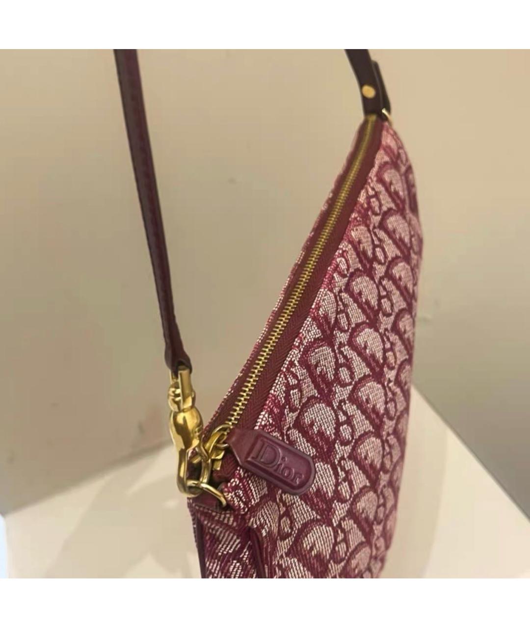 CHRISTIAN DIOR Бордовая тканевая сумка с короткими ручками, фото 5
