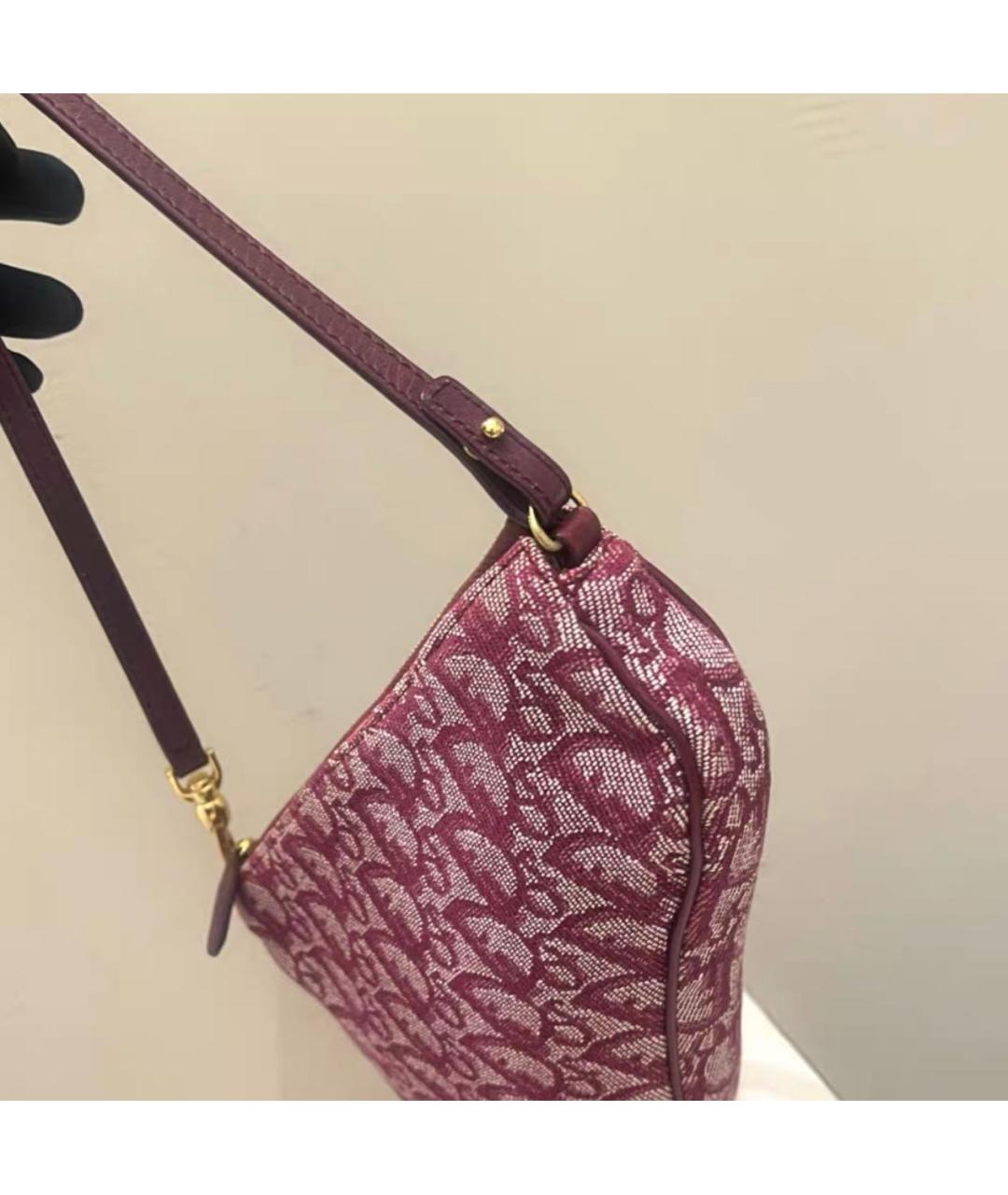 CHRISTIAN DIOR Бордовая тканевая сумка с короткими ручками, фото 3