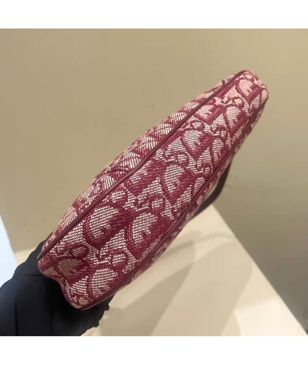 CHRISTIAN DIOR Бордовая тканевая сумка с короткими ручками, фото 6