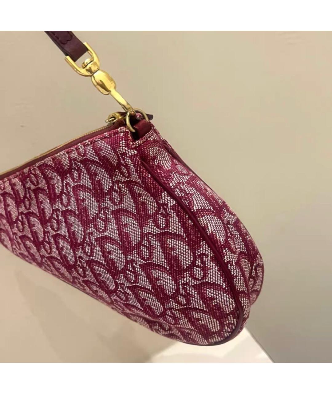 CHRISTIAN DIOR Бордовая тканевая сумка с короткими ручками, фото 2