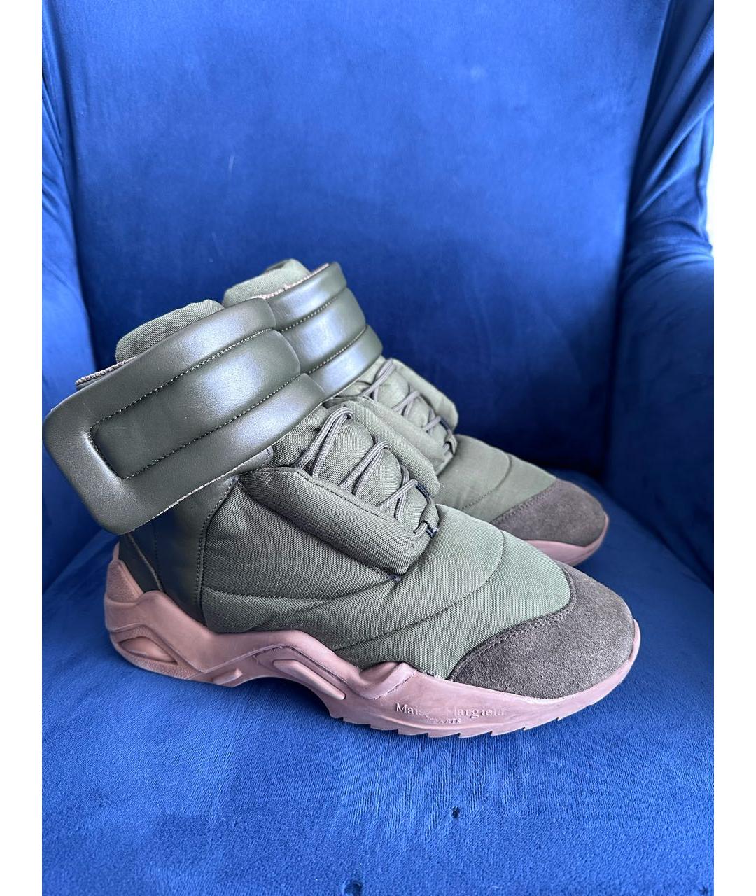 MAISON MARGIELA Зеленые кожаные высокие кроссовки / кеды, фото 2