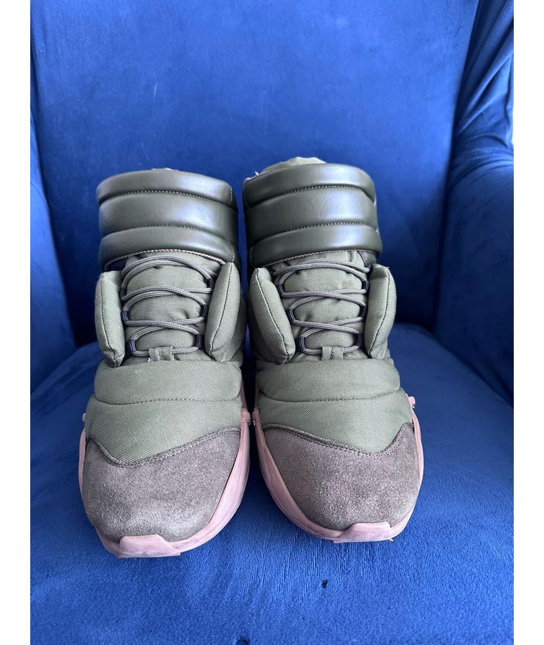 MAISON MARGIELA Зеленые кожаные высокие кроссовки / кеды, фото 3