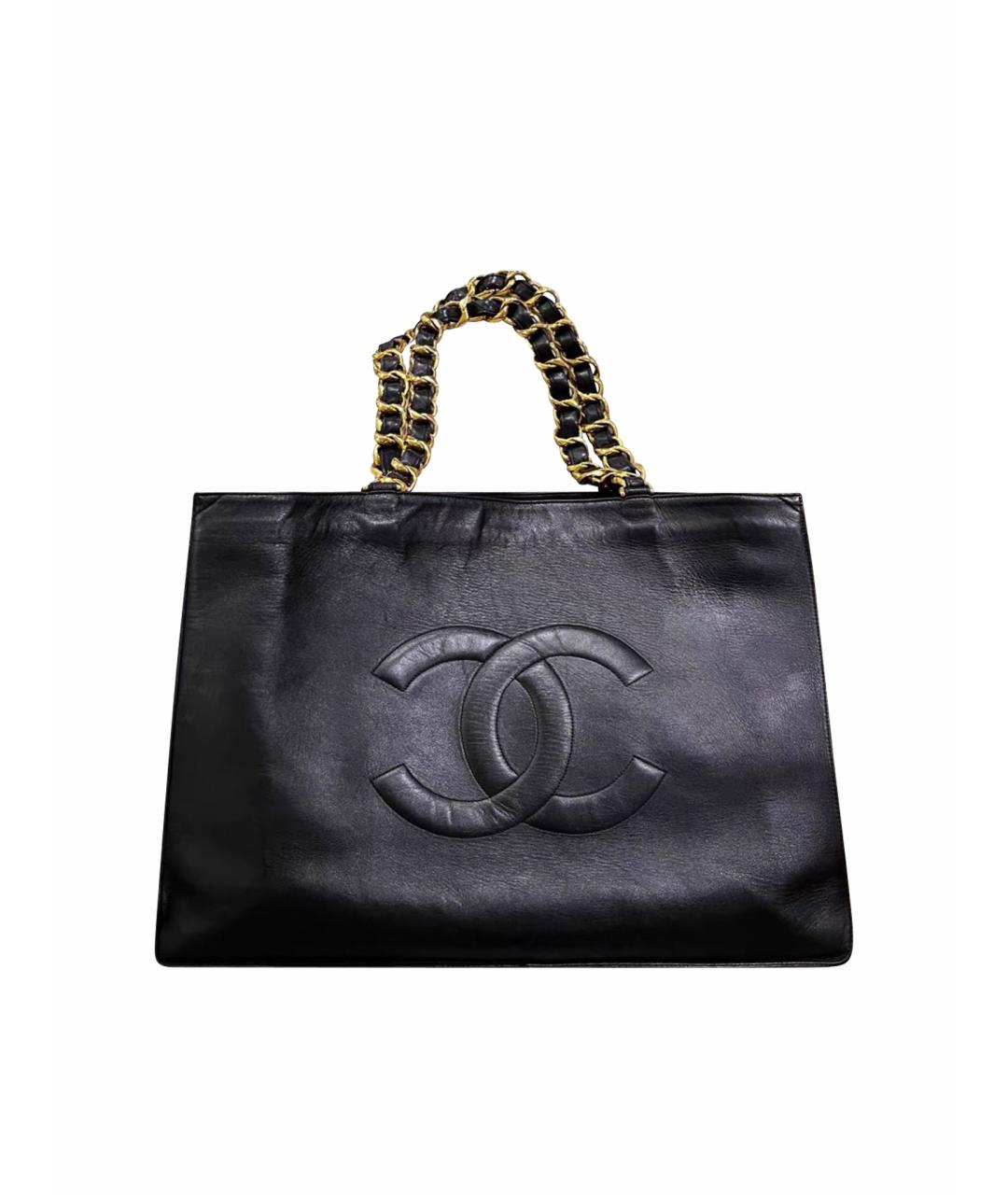 CHANEL Черная кожаная сумка тоут, фото 1