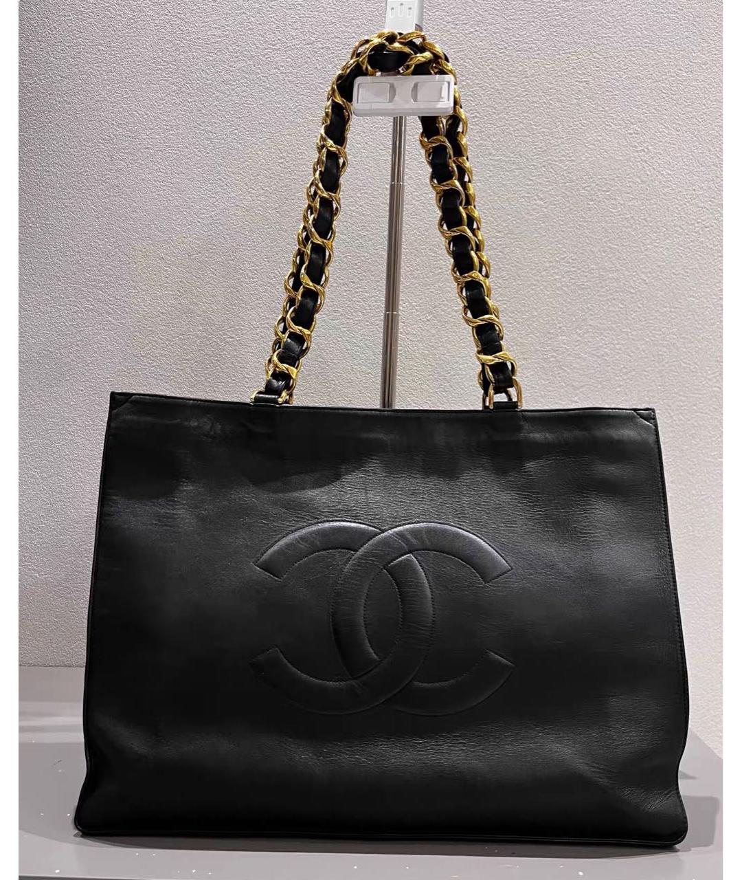 CHANEL Черная кожаная сумка тоут, фото 2