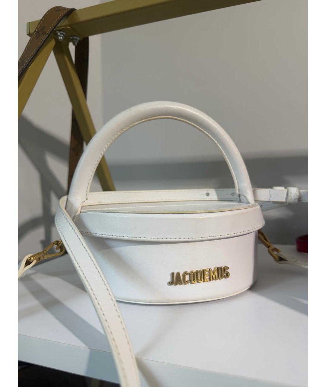 JACQUEMUS Белая кожаная сумка через плечо, фото 2