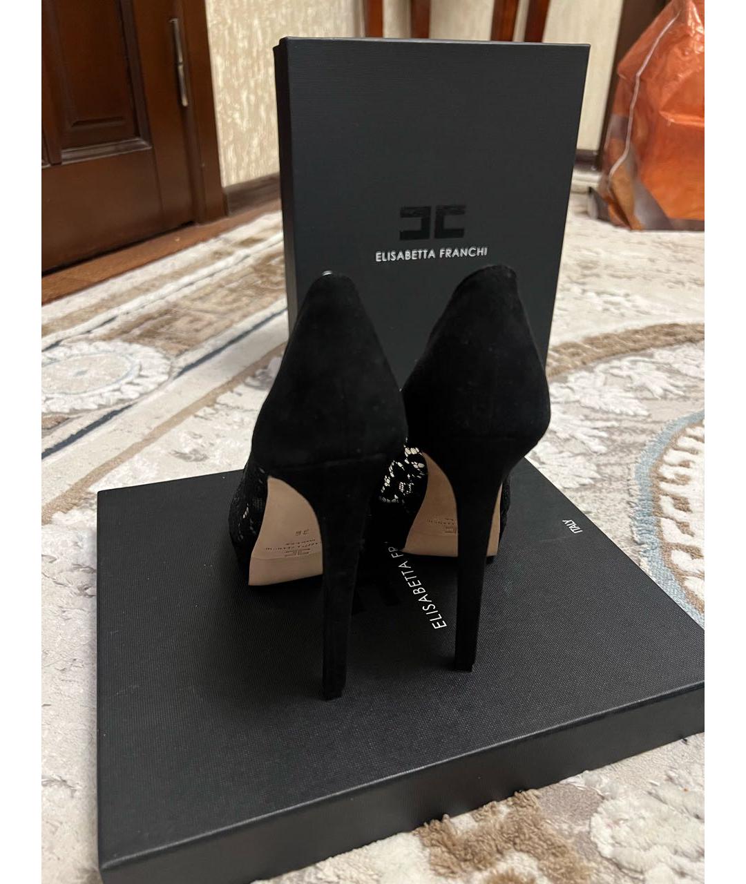 ELISABETTA FRANCHI Черные текстильные туфли, фото 4