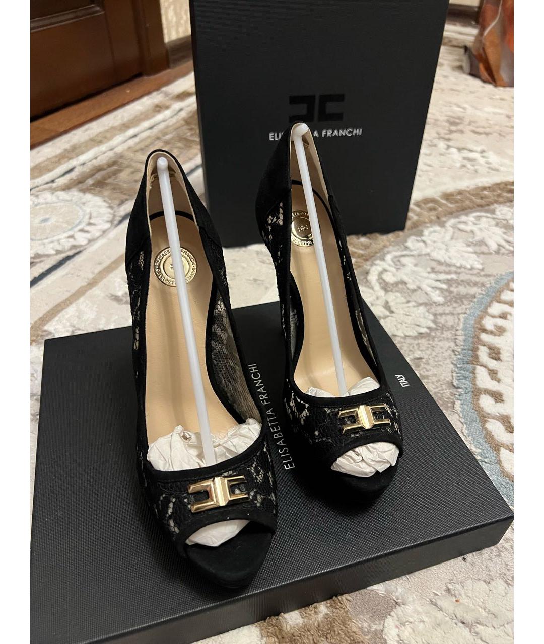 ELISABETTA FRANCHI Черные текстильные туфли, фото 2
