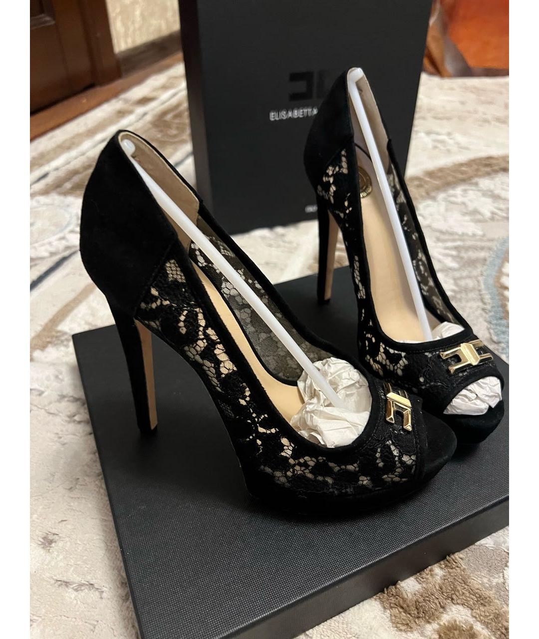 ELISABETTA FRANCHI Черные текстильные туфли, фото 5