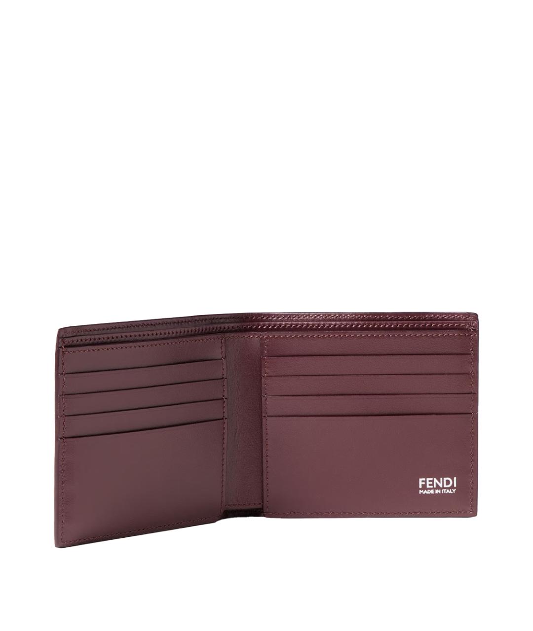 FENDI Бордовый кожаный кошелек, фото 2