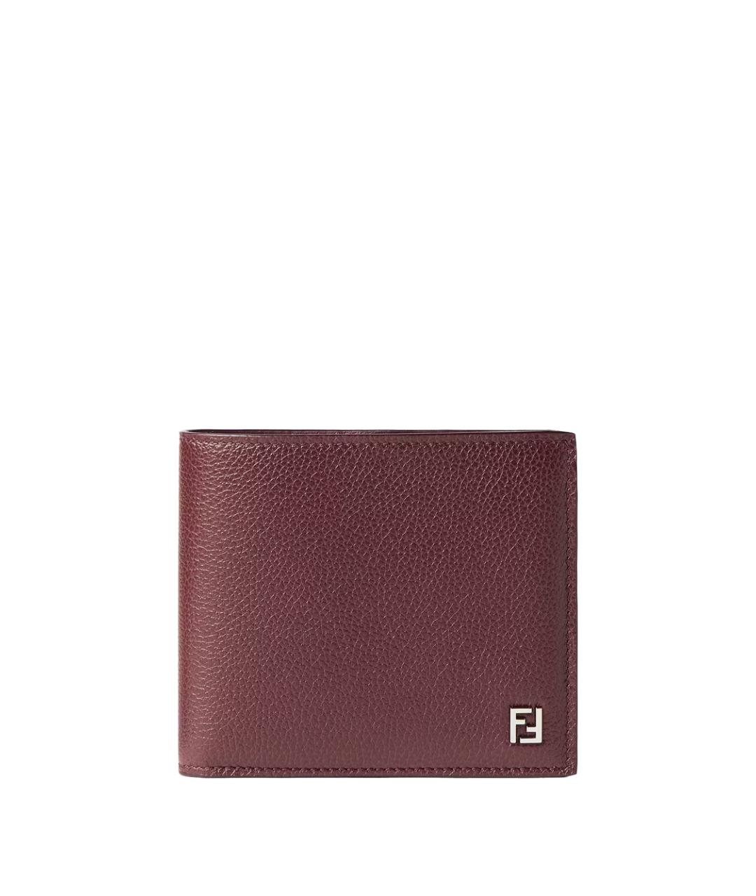 FENDI Бордовый кожаный кошелек, фото 4