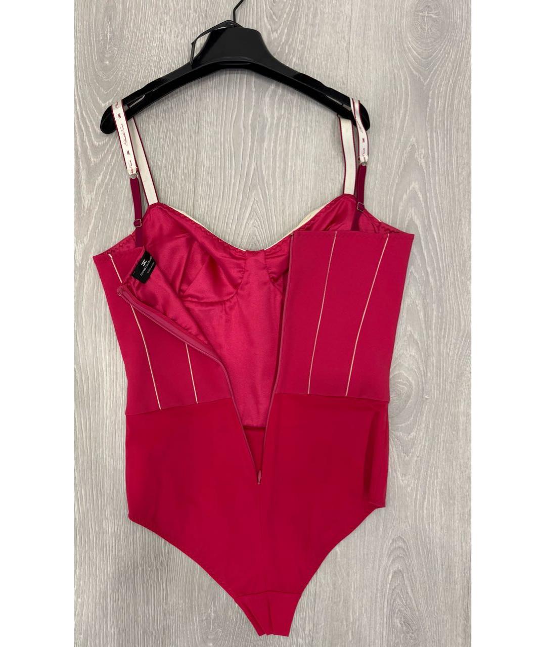 ELISABETTA FRANCHI Фуксия полиэстеровый костюм с юбками, фото 4