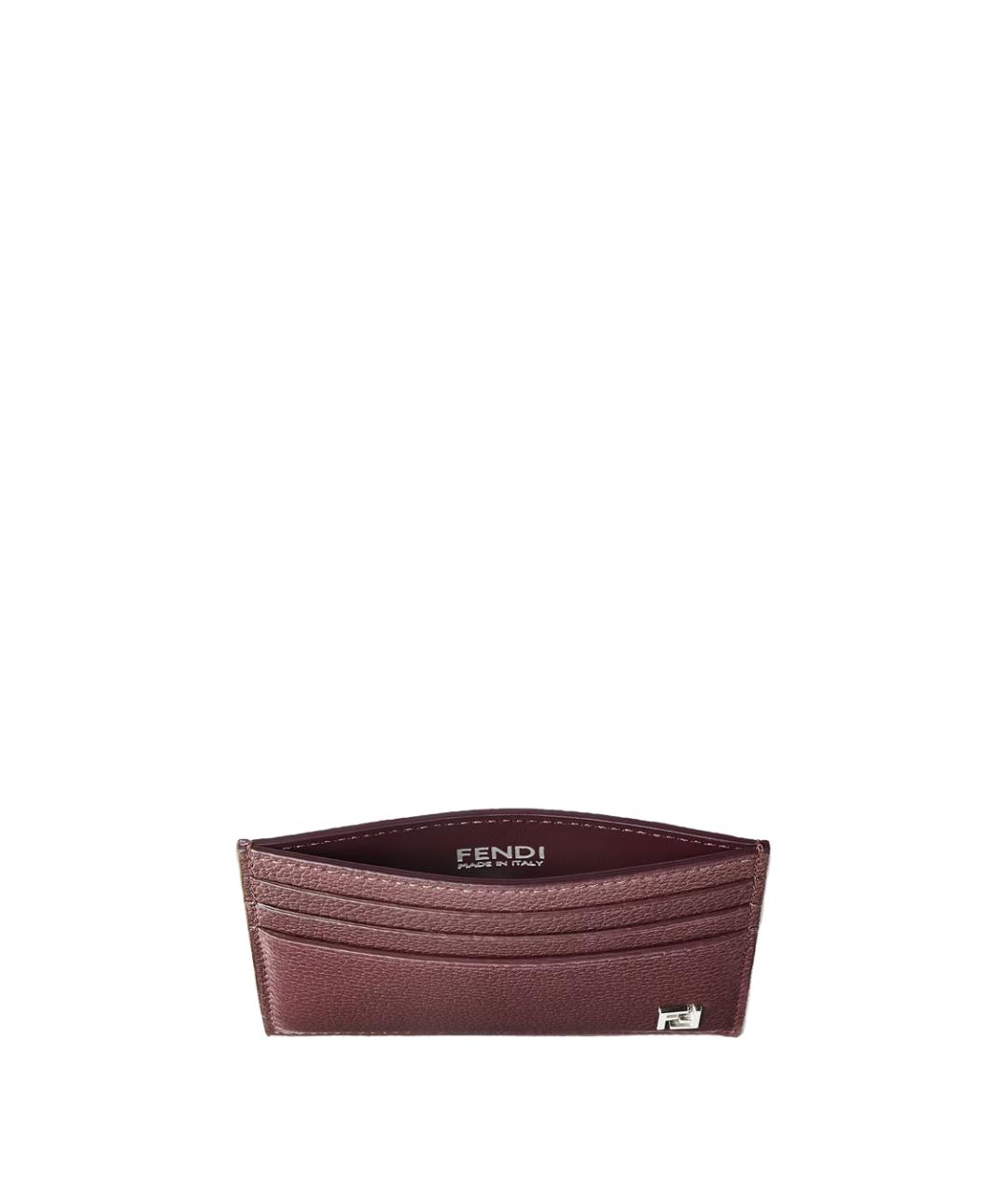 FENDI Бордовый кожаный кардхолдер, фото 3