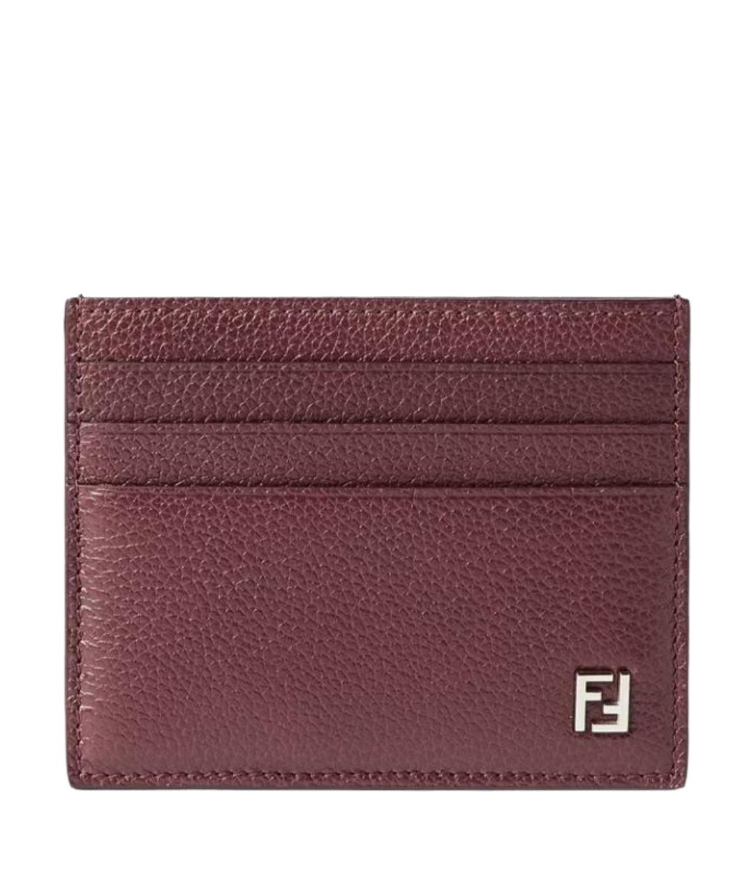 FENDI Бордовый кожаный кардхолдер, фото 1