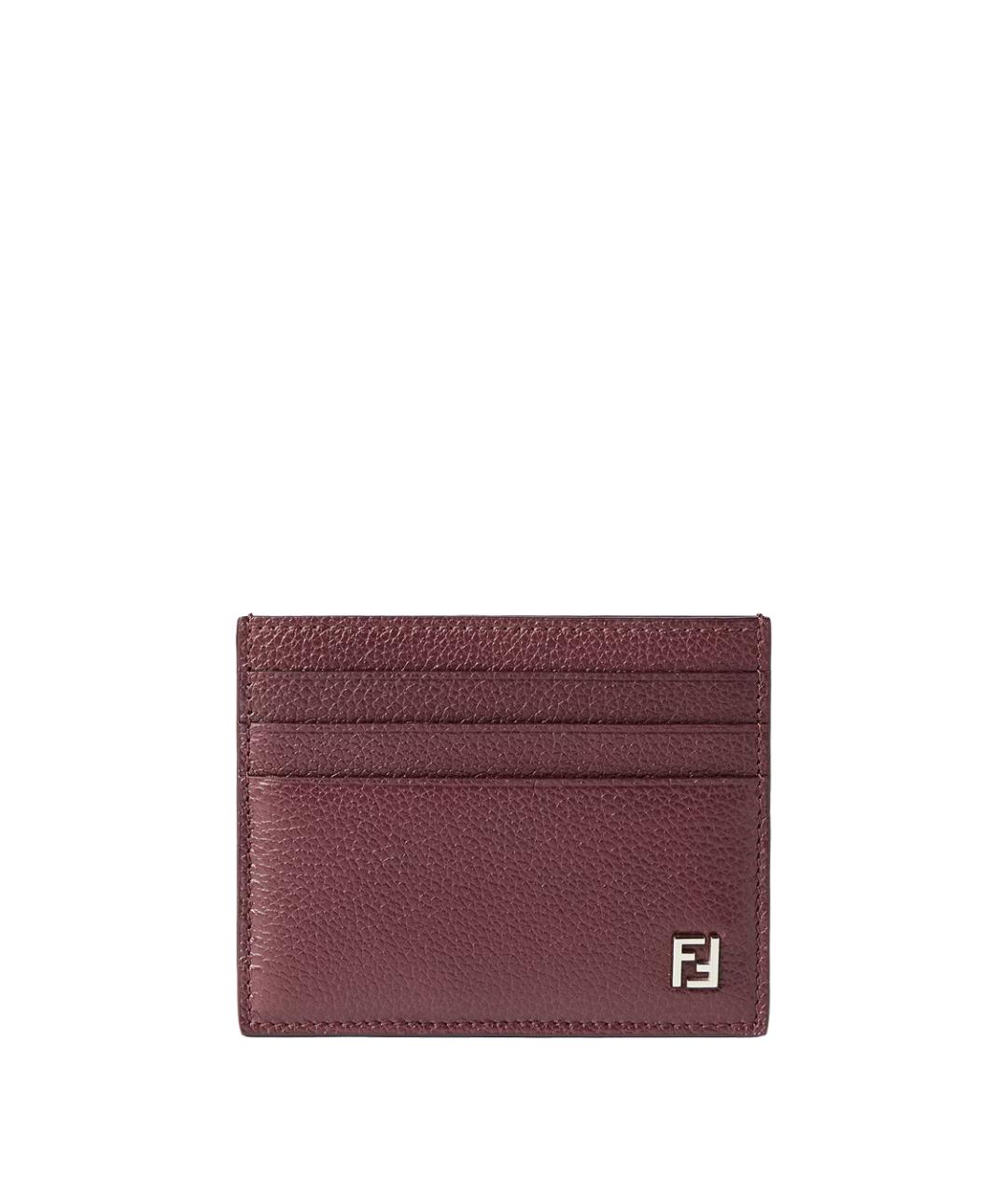FENDI Бордовый кожаный кардхолдер, фото 4