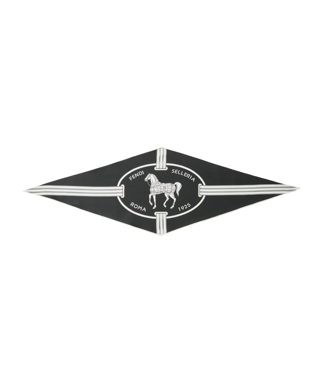 FENDI Черный шелковый шарф, фото 5