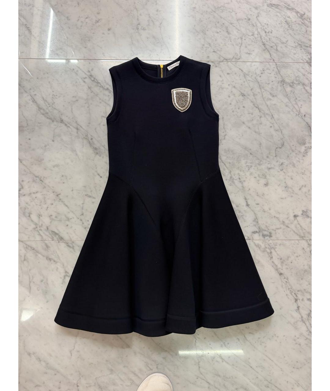 CHRISTIAN DIOR Темно-синее шерстяное повседневное платье, фото 5