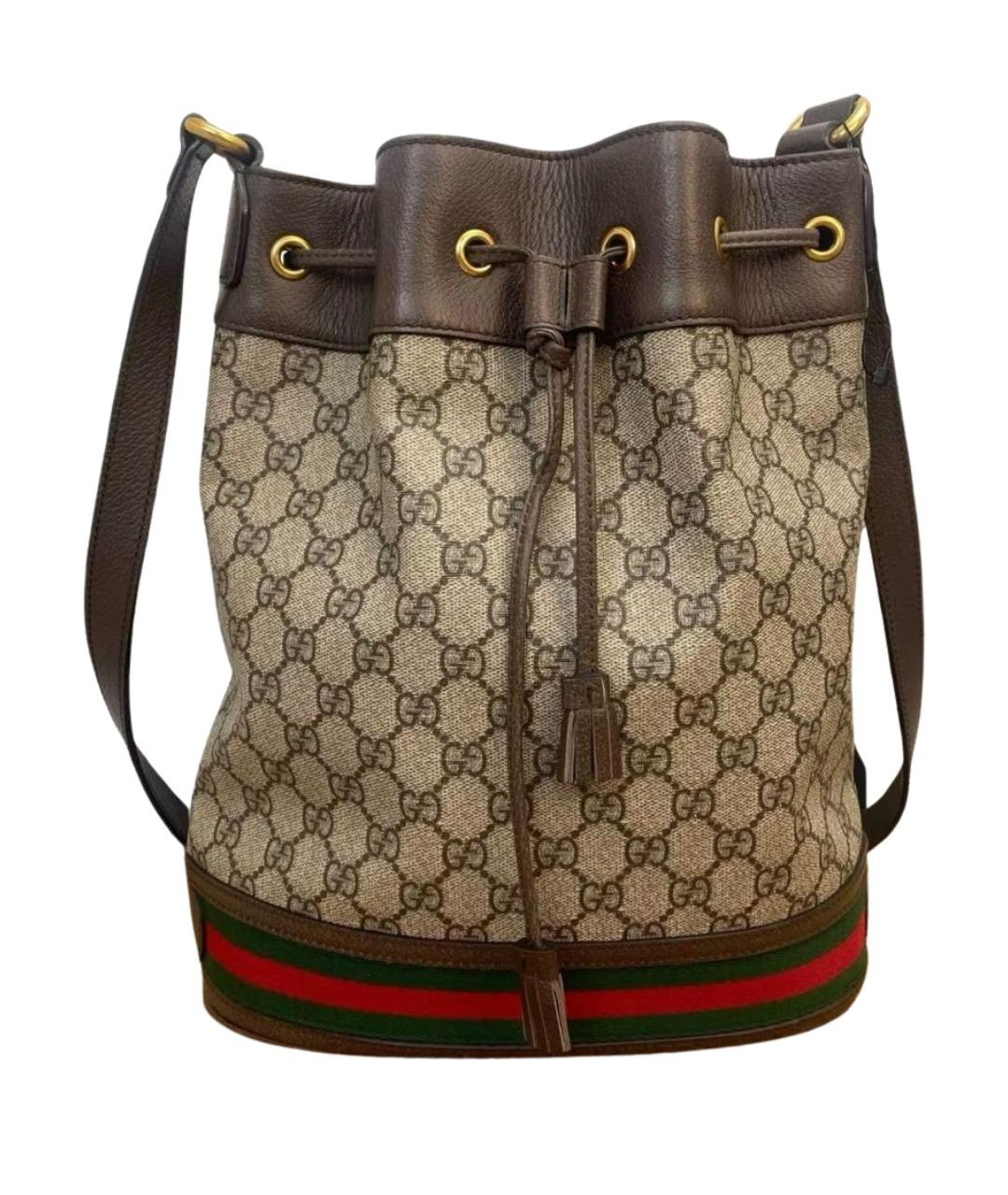 GUCCI Коричневая кожаная сумка тоут, фото 9