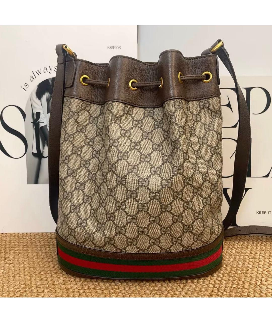GUCCI Коричневая кожаная сумка тоут, фото 2