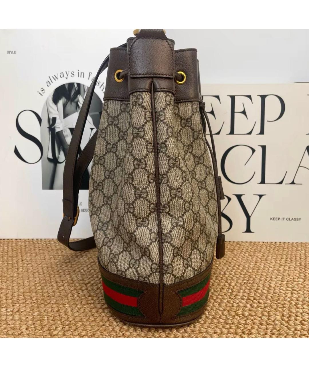 GUCCI Коричневая кожаная сумка тоут, фото 4