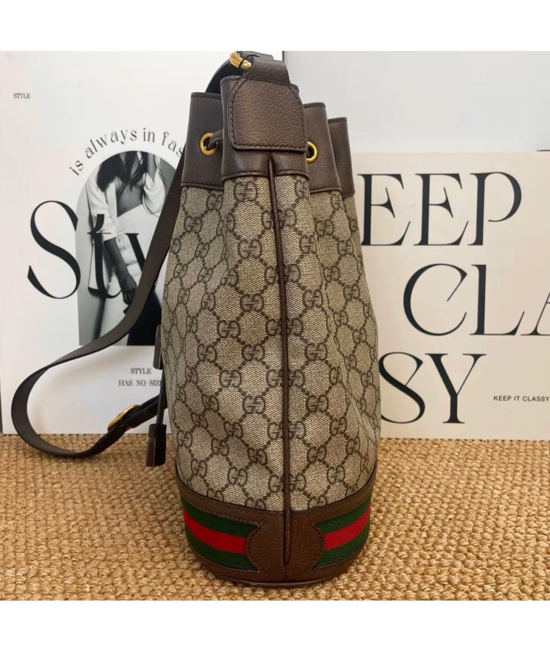 GUCCI Коричневая кожаная сумка тоут, фото 5
